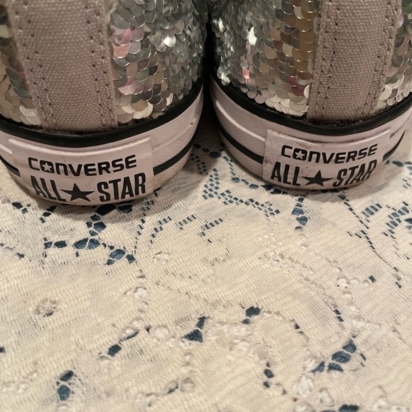 Converse Silver Sequin High-Top Sneakers - Picture 4 of 9